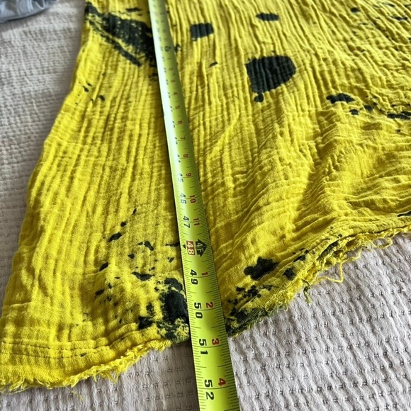 CALI DREAMING Yellow Gauze Dress Black Splatter Print Oversized Maxi Size XS/S - Picture 11 of 11